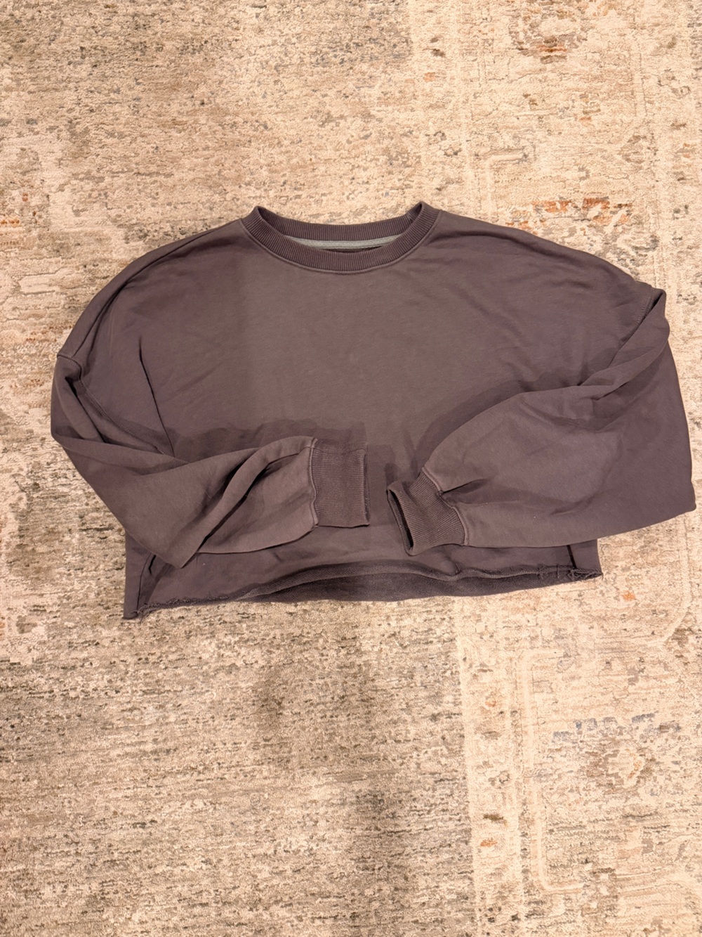 Womens Cropped Crewneck Long-Sleeve sweatshirt - dark grey